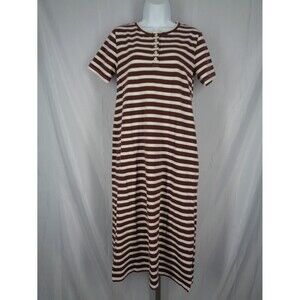 Duffield Lane Brown Stripe Midi Milan Dress Size Small New